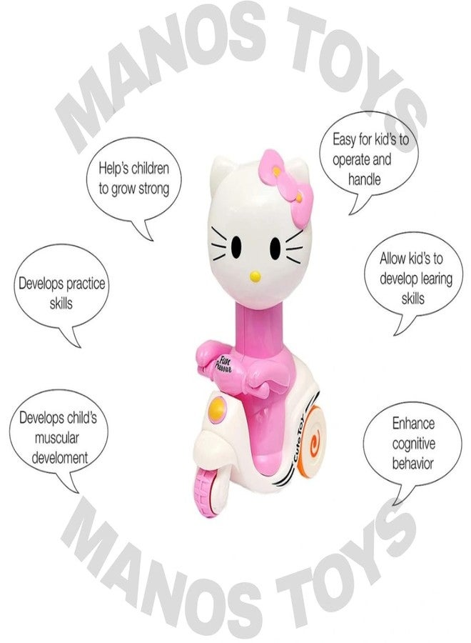 Manos Kitty Scooter Press and Go Toy - Unbreakable Friction Powered Motorcycle Toy for Kids /Baby /Girl/BOY Toddlers (Pack of 1) (Kitty) - Image 4